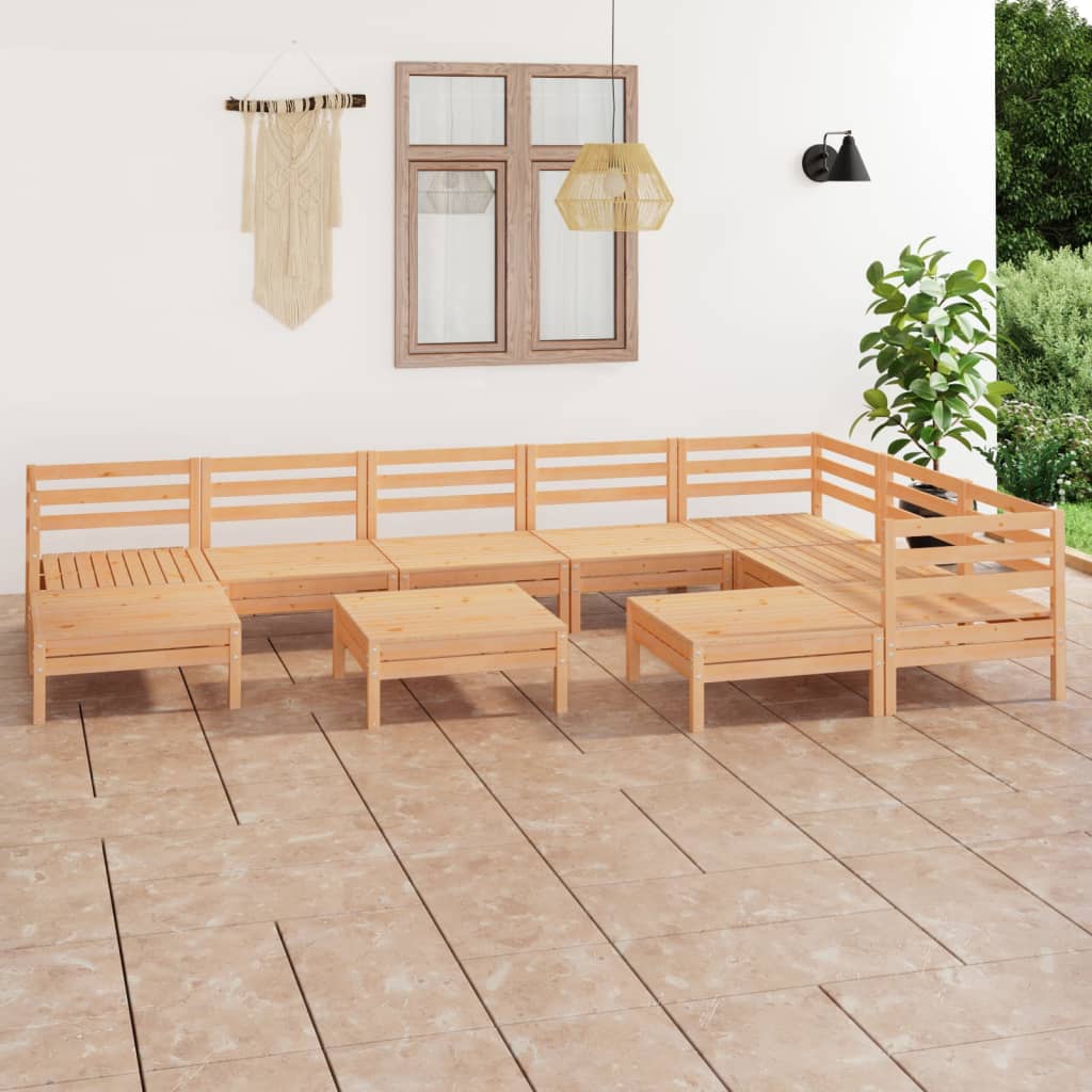 10-tlg. Garten-Lounge-Set Kiefer Massivholz